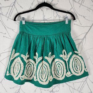Nick & Mo Green Floral Embroidered Mini Skirt